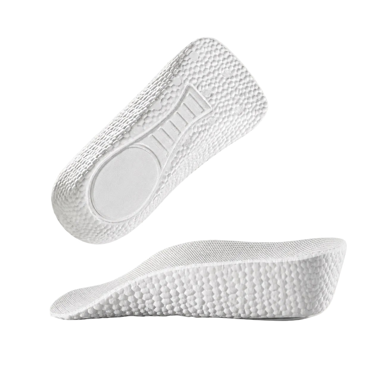 Zavvox Lift Essentials Height Insoles — white memory foam insert shown from below and in profile