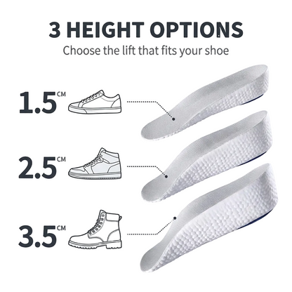 Three height options — 1.5 cm for low-tops, 2.5 cm for mid-tops, 3.5 cm for boots and high-tops